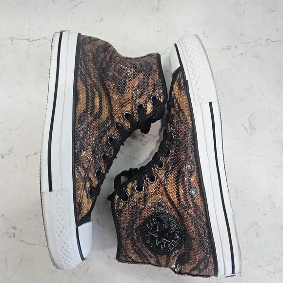 Converse Chuck Taylor All Star Tiger Sequin High Tops Women's Sz 9 Mens 7 - Picture 7 of 14